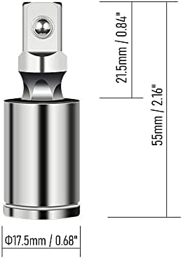 FOCMKEAS 3/8 Универзален адаптер за приклучок за вртење на зглобовите, продолжение на приклучокот за влијанија, CR-V челик, 2 парчиња