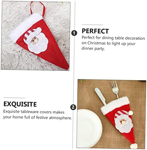 Јардве 8 парчиња Божиќен Прибор За Јадење Комплет Божиќни Џебови За Прибор За Јадење Празнична Сребрена Торбичка Божиќен Прибор Креативни