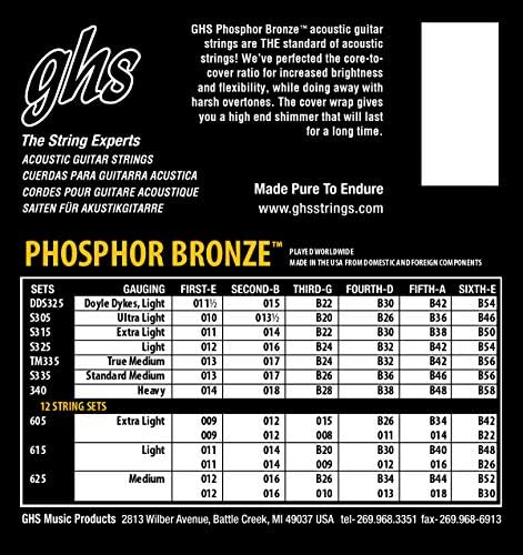 GHS фосфор бронзена акустична гитара жици - стандарден медиум - S335-3 сет