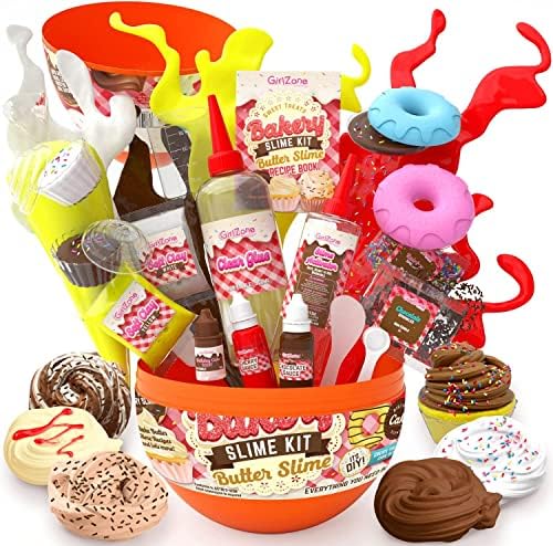 Girlzone Sweet Treats Butter Slime Bakery Kit, направете слатки третмани со лигите, лигите путер и торта миризливи лигите,