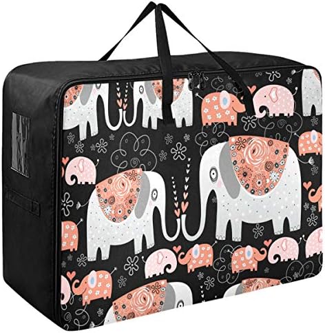 Н / А Торба За Складирање Облека Под Креветот За Јорган-Украсни Слонови Со Голем Капацитет Организатори Торба Со Патенти Декорација Торби За Складирање