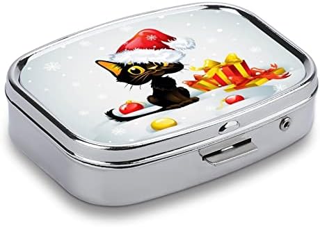 Пилула кутија Божиќна мачка плоштад во форма на таблета таблета, преносен пилукс витамин контејнер, организатор на апчиња држач