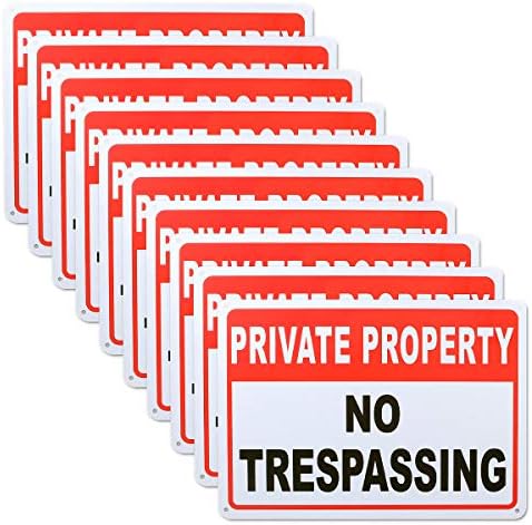 Знак за приватна сопственост на АБУФ, знак за предупредување од алуминиум за приватност од 10 пакувања- знак за предупредување за алуминиум-