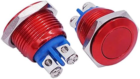 CNHKAU 2PCS 16mm 5/8 Црн метал Моментно копче за копче 1NO SPST 3A/12-250V