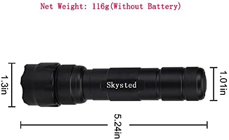 Skysted WF-502B единечен режим тактички фенерче со клип, ултра светла 1200 лумени 10W L2 U3 1A LED, водоотпорен рачен факел, за
