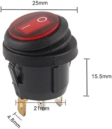 Gooffy Rocker Switch 5pcs 2/3pin 25mm 6A/10A 250V RONER RONKER DOT BOAT LED светлосница водоотпорен рокер прекинувач Автоматски брод