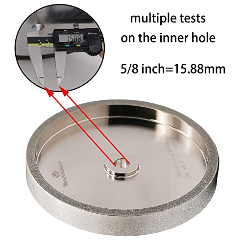 Moresuperhard 8 инчен CBN мелење тркало 180 решетки, широко 5/8 арбор, 1,0, алуминиумско тело, за острење алатки за челични алатки