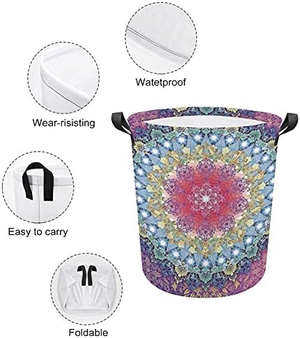 Кошница за перење FODUODUO Пинк и виолетова магична круг со соништа Светски алишта за перење со рачки што се преклопуваат со