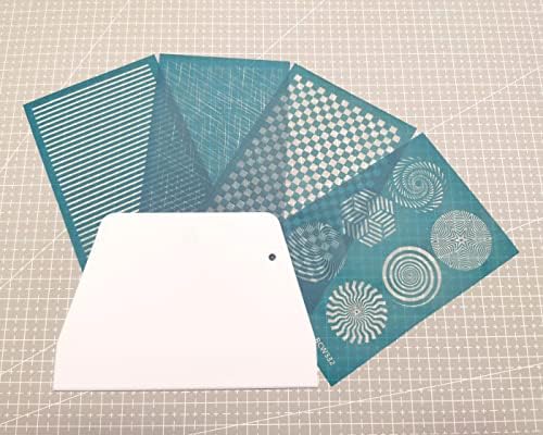 Ezillion 4 парчиња Различни геометриски шарени, карирани матрици за свила за свилен екран за полимерна глина - печатење на свилен екран -Clay обетка свилен екран