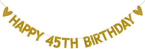 Среќен 45-Ти Роденден Банер, Пред-Нанижани, Златна Хартија Сјај Партија Украси за 45 Години 45-Ти Роденден Материјали Писма Злато