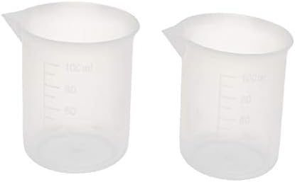 X-Dree 2PCS 100ml Лабораториски транспарентен пластичен течен сад за мерење чаша за чаши (Bicchiere dosatore по Misurino во пластика