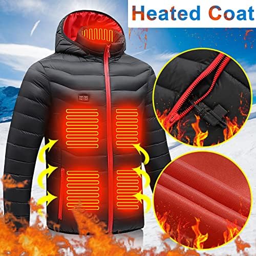 Јакни за греење за зимска USB електрична загреана јакна од капут со качулка, термички топли потопли мажи јакна