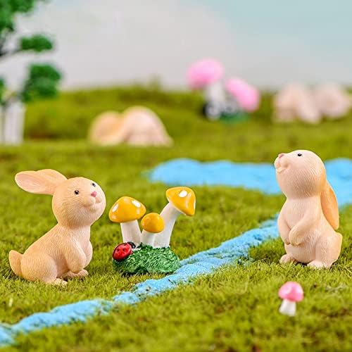 7 парчиња фигури за зајаци за деца, играчки за животни поставени врвови за торта, зајак бајка градина минијатурни фигурини колекција игра за