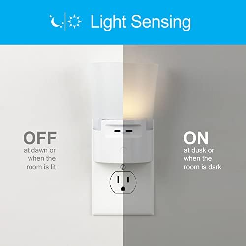 GE Ultrabrite Dimmable Sconce LED Ноќно Светло GEPlug-In, Енергетски Ефикасен, Сензор За Самрак До Зори, Прилагодлива Осветленост, Идеален За Спална Соба, Бања, Ходник, Расадник, Бело, 45