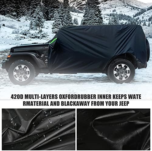 420D Оксфорд водоотпорен капа на автомобилот Компатибилен со Jeep Wrangler JK JL 2006-2022 4 врата со врата од патент, рефлексивна лента,