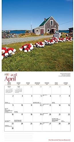 Њу Бранзвик | 2023 12 х 24 Инчен Месечен Квадратен Ѕиден Календар | англиски/француски Двојазичен | Вајман Издаваштво | Канадско Регионално Патување