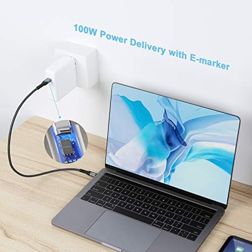 FASGEAR USB C ДО USB C Кабел 3ft, 10GBPS USB 3.1 Генерал 2 Кабел 5a Брз Полнач СО 4k Видео И 100w Моќност Гром Компатибилен За MacBook, Matebook,