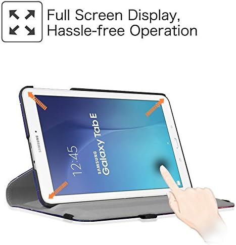 Ротирачки случај на Fintie за Samsung Galaxy Tab E 9.6-Премиум PU кожа 360 степени на вртливата обвивка за Samsung Tab E Wi-Fi/Tab