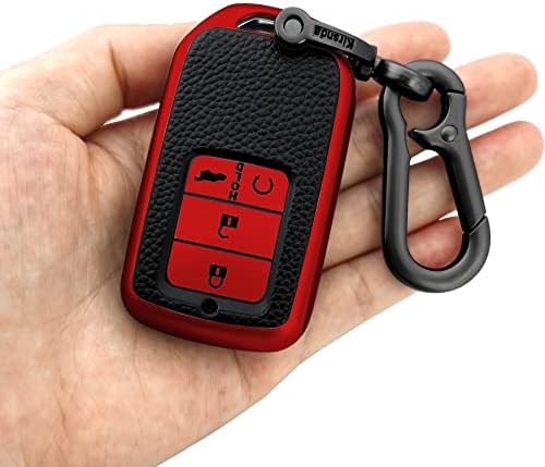 Kirsnda за Honda Key Fob Cover, текстура на случајот, со клуч, мека тастата/кожа на клучеви, 4-копчиња се вклопуваат во Accord Civic