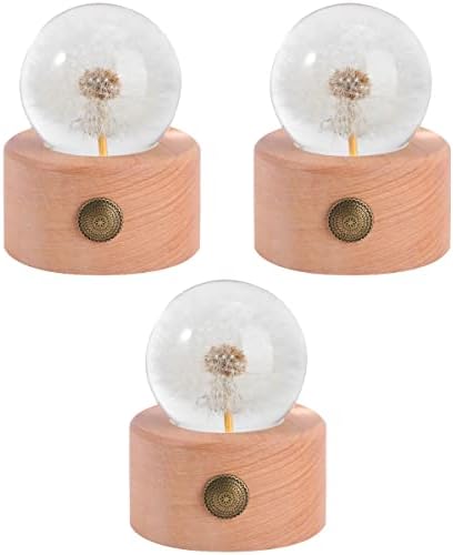 SOIMISS 3 парчиња глуварче декор Кристална топка музичка кутија дрвена база стаклена топка занает