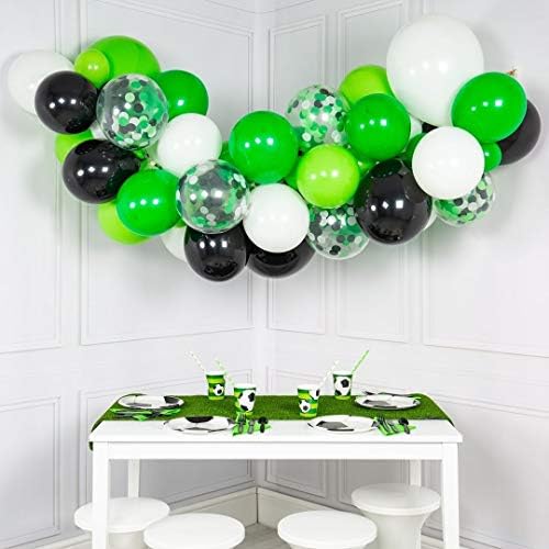 70 парчиња Видео игра Фудбалска тема DIY балон Гарланд комплет со зелена бела црна гигантска балон лак зелена тема забава декор