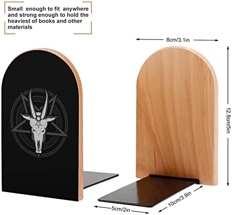 Коза од череп Во Книгата За Дрво Пентаграм Завршува Декоративни Не-Лизгачки Книги Држач За Полица За Тешки Книги Филмови