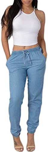 Listha тексас харем панталони женски еластични половини панталони панталони џебови за тренингот