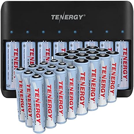 Тенегија 32 Пак АА и ААА батерии што можат да се полнат и компатибилните полнач, прехранбени 20xaa и батерии од 12xAAA