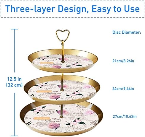 Цвет 3-Ниво Кекс Штанд Служат Послужавник, Врежана Десерт Торта Штанд, Пециво Служат Штанд За Свадба, Чај Партија, Роденден