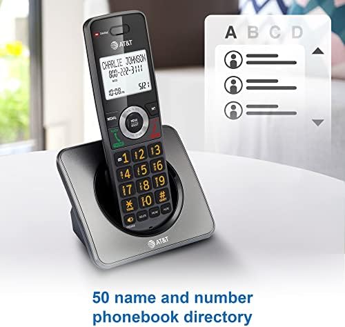 AT&T GL2101-2 Dect 6.0 2-Handset безжичен домашен телефон со блок за повик, лична карта за повик, звучник за слушалки со целосна дувплекс,