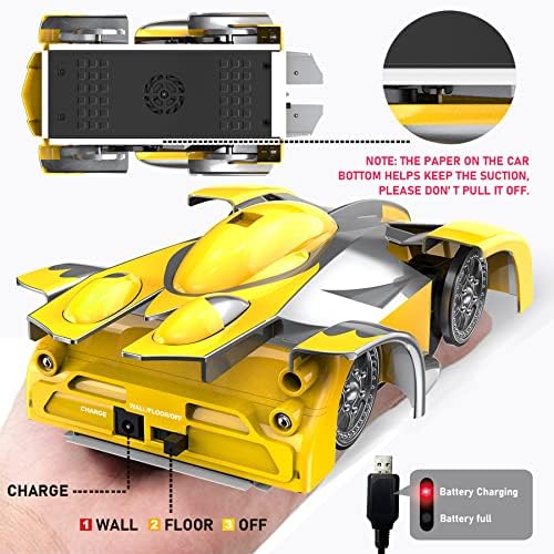 Hscopter wallид искачувачки далечински управувачки автомобил, 360¡ã ротирачки двојни режими мини RC автомобили со LED светла за полнење на батерии Детска играчка подарок за