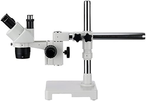 Amscope SW-3T24Z Trinocular стерео микроскоп, WH10X очни очи, зголемување на очите на 20x/40x/80x, цел 2x/4x, држач за бум со една рака,