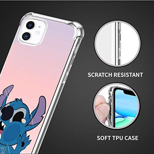 Зимоторизиран чист iPhone 11 Cartoon Cartoon Design Soft TPU Bumper и компјутер против низа со 4 агли за заштита на шок, телефон за 6.1