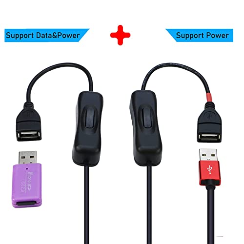 Motong USB кабел за сплитер од 2.0 y со прекинувач за вклучување/исклучување, USB 2.0 машко до двојно USB женски продолжение