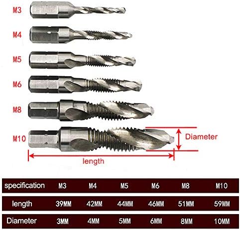 Dreneco M5 Hex Shank Вежба Малку Спирала Вежба Малку Hss Комбинација Вежба Малку Хексадецимален Стебло Countersink Допрете Вежба Малку