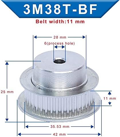 Професионална макара од 1pc 3m-35t/36t/37t/38t, ширина на слот 11 mm тркало од макара груба дупка 6 mm алуминиум за ширина 10