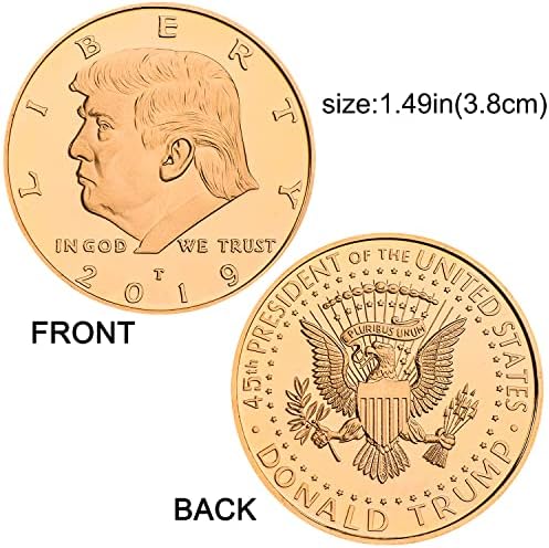 2024 Златна Монета На Доналд Трамп Поставена Во Кутија, Позлатена Колекционерска Монета на 45-тиот Претседател На Соединетите Држави