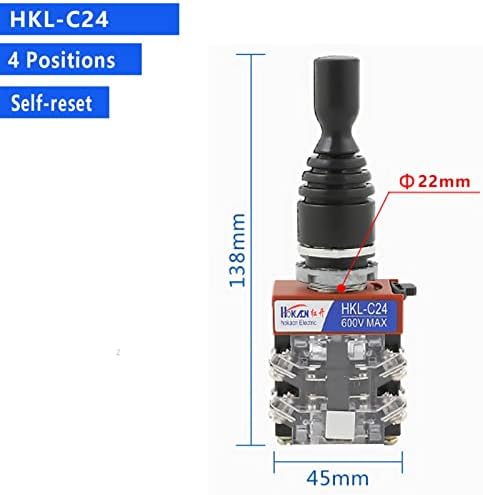 1 парчиња џојстик прекинувач Монолевер рокерски вкрстен прекинувач 2-насочен 4-насочен 2NO 4NO големина на дупка 22мм HKL-C12 C22 C24