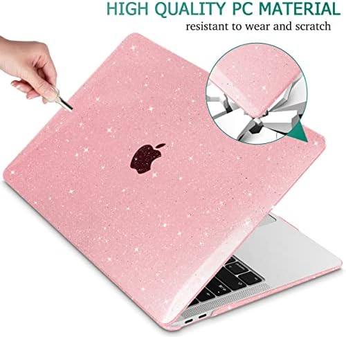 Мај Чен компатибилен со MacBook Air 13 Inch Case 2021 2020 2019 2018 Модели на објавување: M1 A2337 A2179 A1932, пластична тврда школка за Mac Air 13 инч со Retina Fits Touch ID, розова сјај
