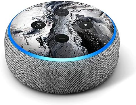 Црно -бел мермер за вртење - винил декларална кожа компатибилна со Echo Dot 3rd Alexa - Декорации за вашите паметни домашни звучници, одличен