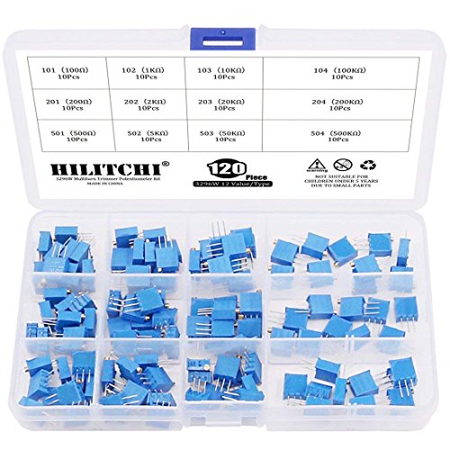 Hilitchi 120 -PCS [100 до 500K] OHM 3296W Мултитурен Тример Тример Потенциометар Асортиман Комплет - [12 Вредност]