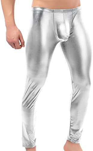 Тесни панталони за машки Qiati Faux кожни мажи хеланки долги панталони пунки тенок панталони клубски танц