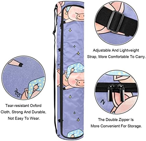 RГДН Јога Мат Торба, Смешни Спиење Свиња Вежба Јога Мат Превозникот Целосна Поштенски Јога Мат Носат Торба Со Прилагодливи Лента За