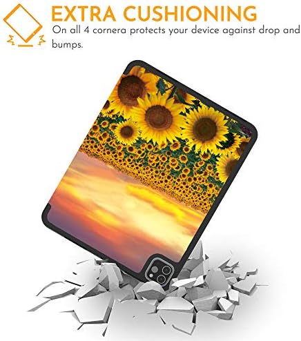 Hepix iPad Pro 11 инчи Сонк на сончоглед 2020 2018 со држач за моливи, сликарство градинарски цвеќиња со целосен терен тенок штанд
