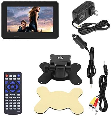 Hakeeta Mini Portable ATSC Digital TV, дигитална телевизија 1080p CAR со далечински управувач поддржува AV/Out, FM Radio, SD & MMC картичка