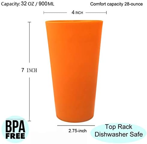 Кх-ОПРЕМА 32-Унца И 18-унца Пластични Чаши За Пиење, Сет од 12 Разнобојни-Нераскинливи, Безбедни За Миење Садови, Без БПА