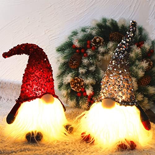 Juegoal 12 Осветлен Божиќен гном, рачно изработени секвенци Шандинавски шведски том, осветли кадифен елф играчки одморен подарок, батерија управувана со зимски таблет?