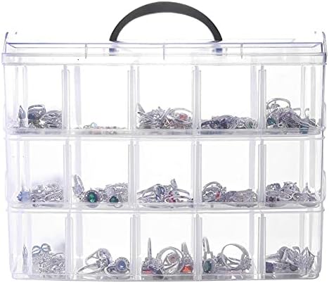Funall 3-Tier Stackable Cantainer Cantainer со 30 оддели, пластична кутија за организатори за организирање уметност и занаети, играчки, ленти за миење, накит, додатоци за коса, 10.24x7.55x6,77 и