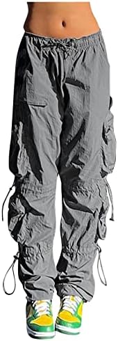 Карго панталони жени карго панталони со низок пораст на еластична половината, панталони за панталони, тенок, панталони, со џебови