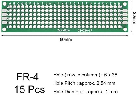 uxcell 15pcs 2x8cm Двострана Плоча За Пхб Универзално Печатено Коло Прото Плоча ЗА Самостојно Лемење Електронски Проекти Пракса